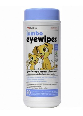 Petkin Pet Jumbo Eye Wipes (80ct) for cats and dogs